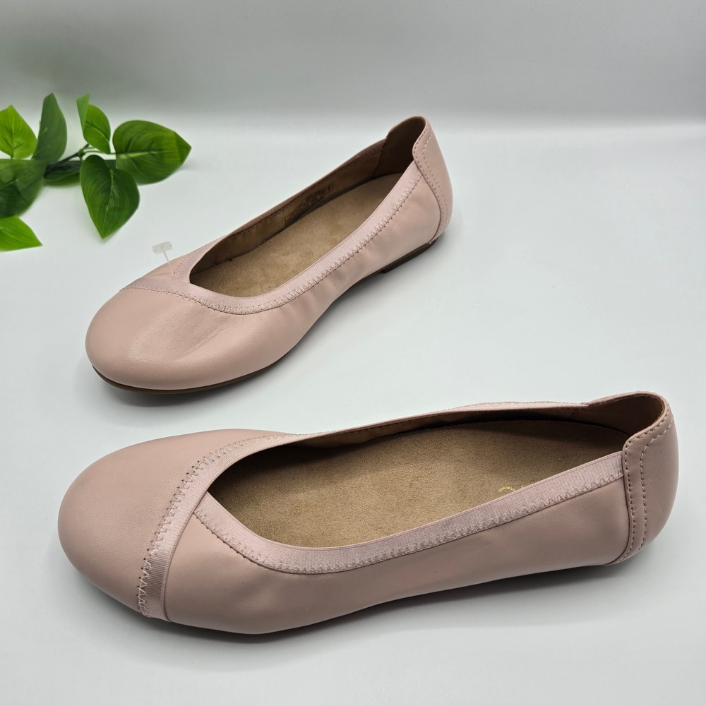 Vionic Caroll Ballet Flats Pink Leather Orthotic WMS 7.5 Wide